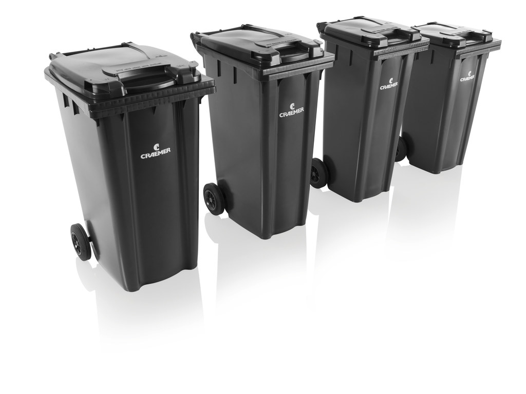 Council Approved EN840 Waste Recycling 120 Litre Wheelie Bin Dark Grey 